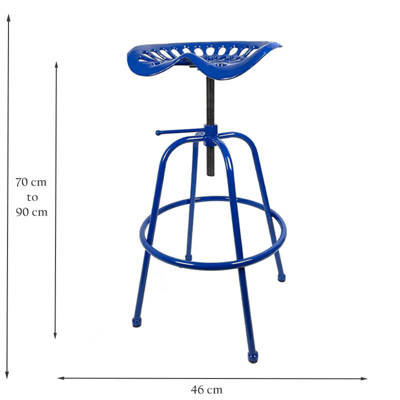 Tractor Seat Metal Bar Stool Blue.