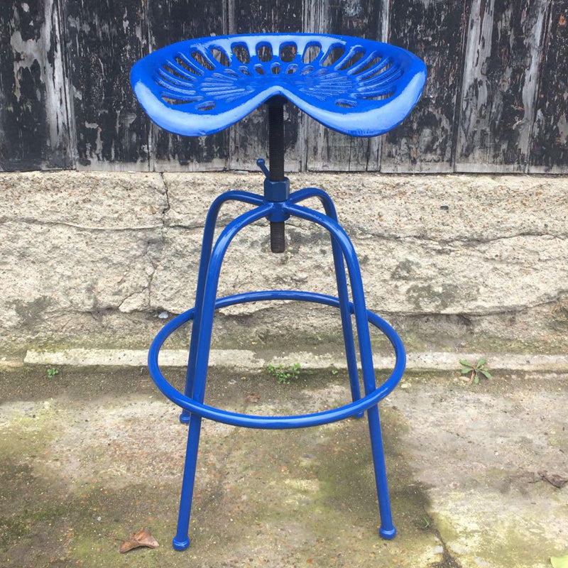 Tractor Seat Metal Bar Stool Blue.
