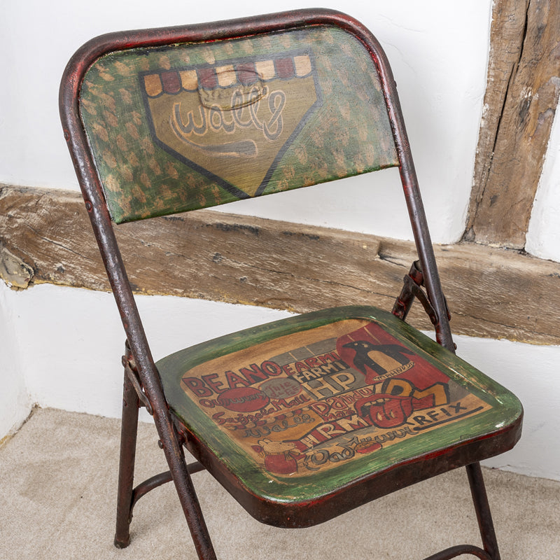 Vintage Folding Chair Hand Painted Industrial Style.