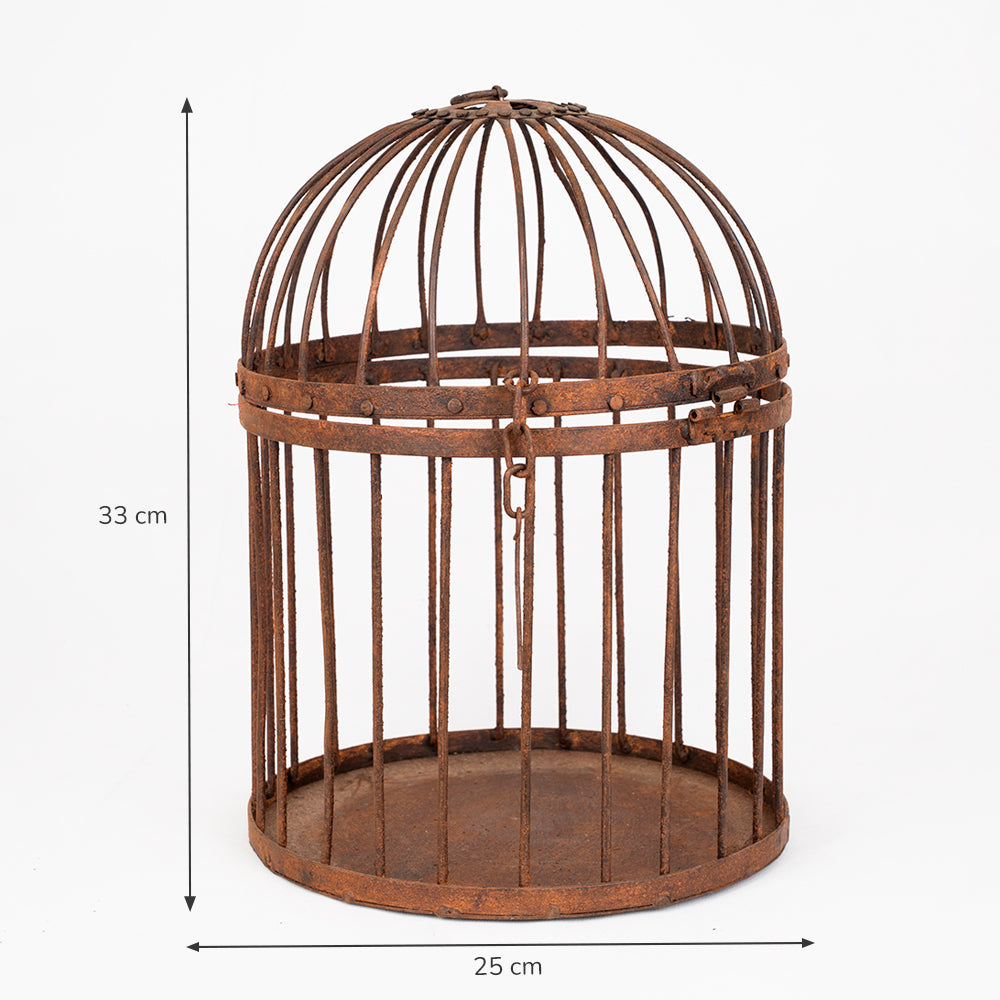 Round Vintage Iron Birdcages - Set of Three.