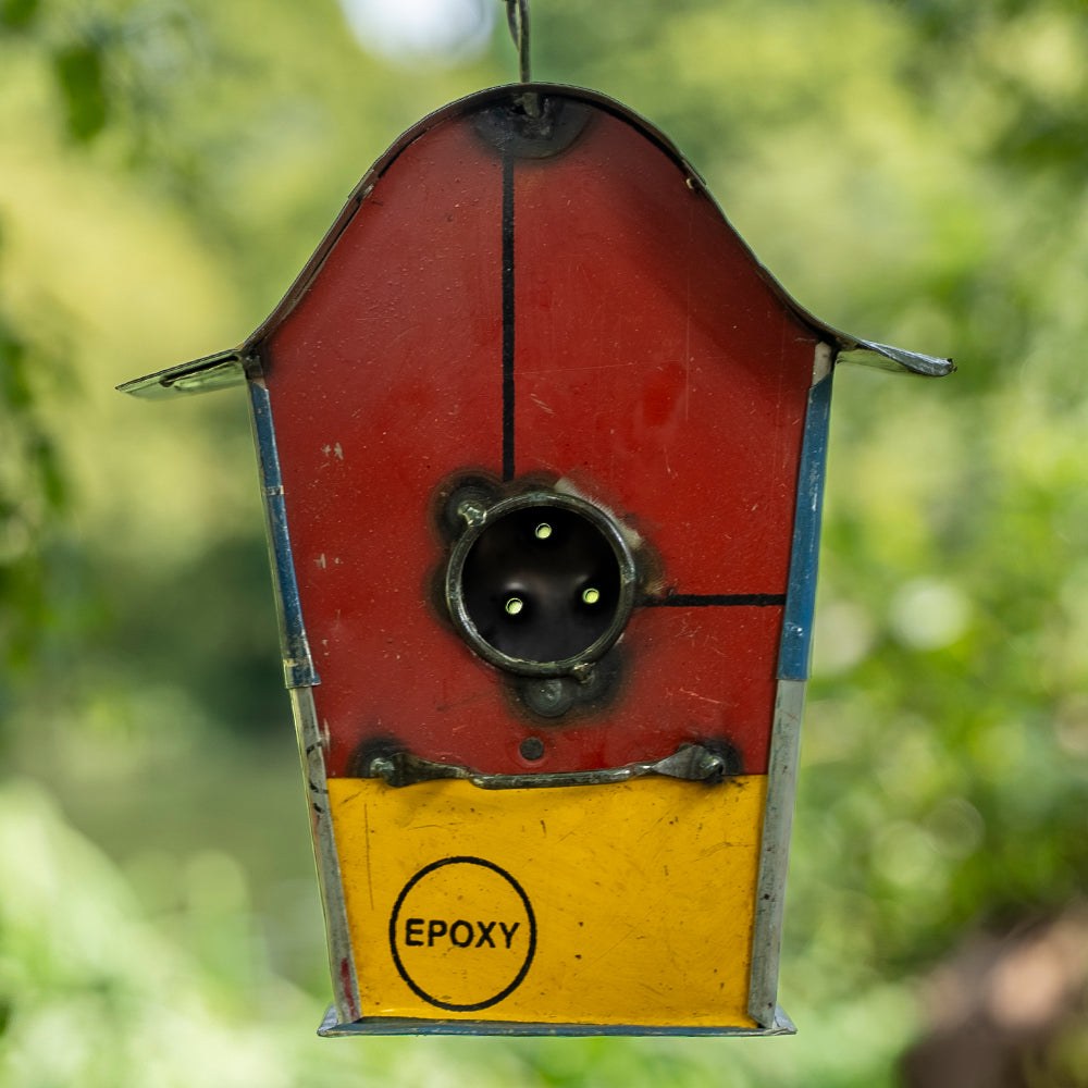 Handmade Tin Upcycled Birdhouse.