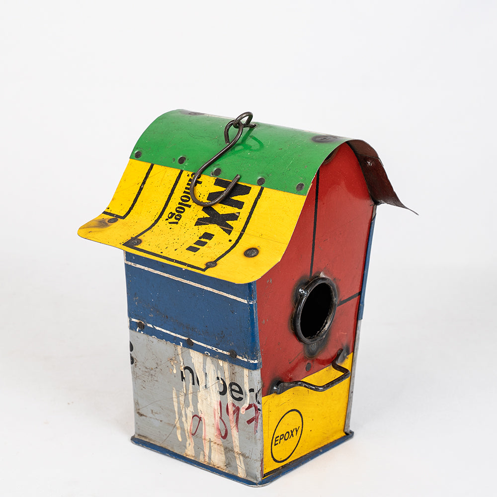 Handmade Tin Upcycled Birdhouse.
