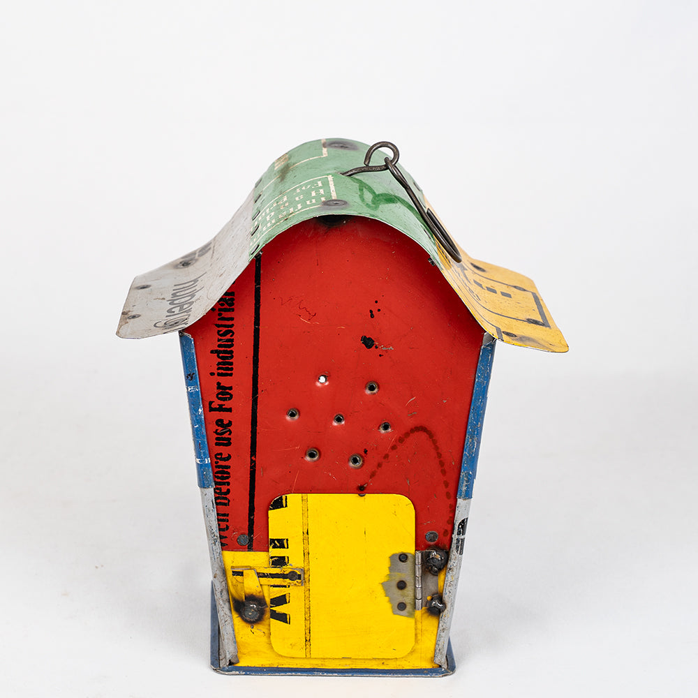 Handmade Tin Upcycled Birdhouse.