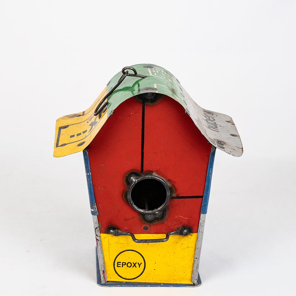 Handmade Tin Upcycled Birdhouse.
