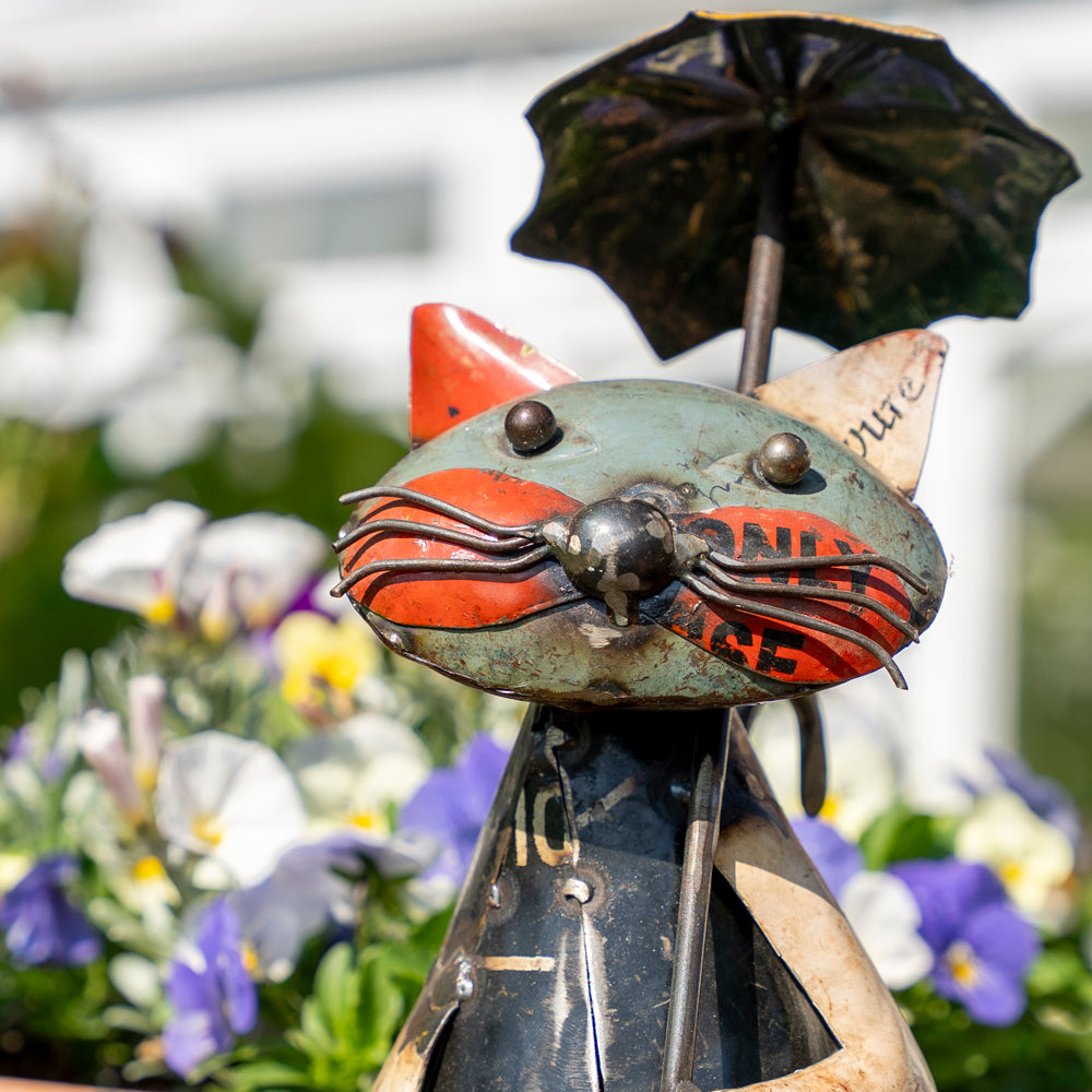 Pair of Upcycled Metal Cat Ornaments.