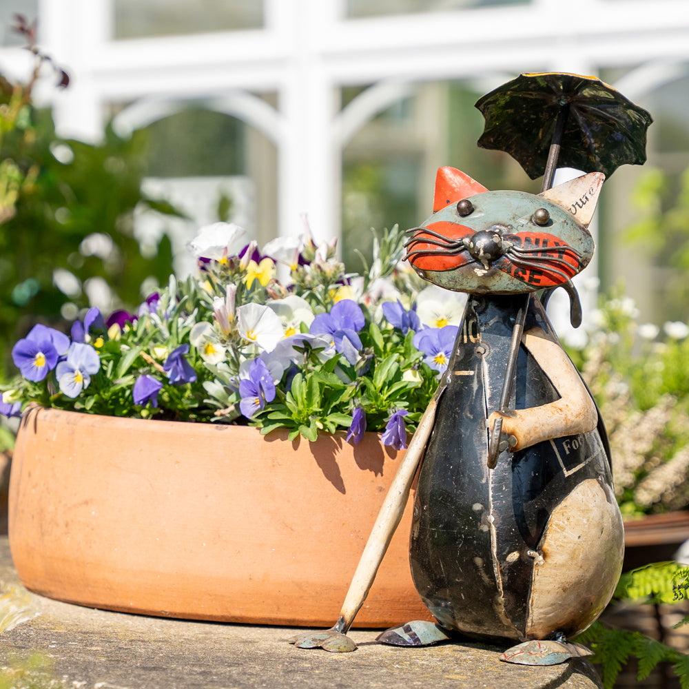 Pair of Upcycled Metal Cat Ornaments.