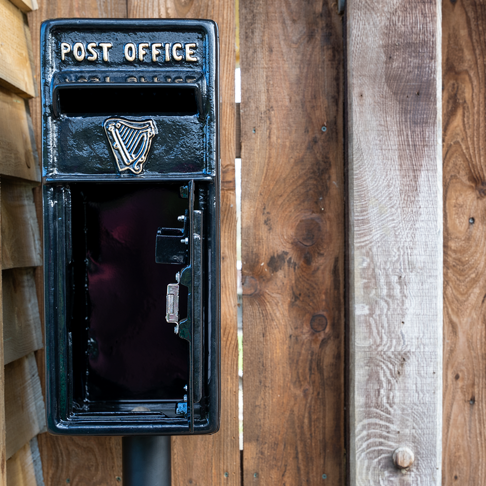 Black Irish Cast Iron Post Box.