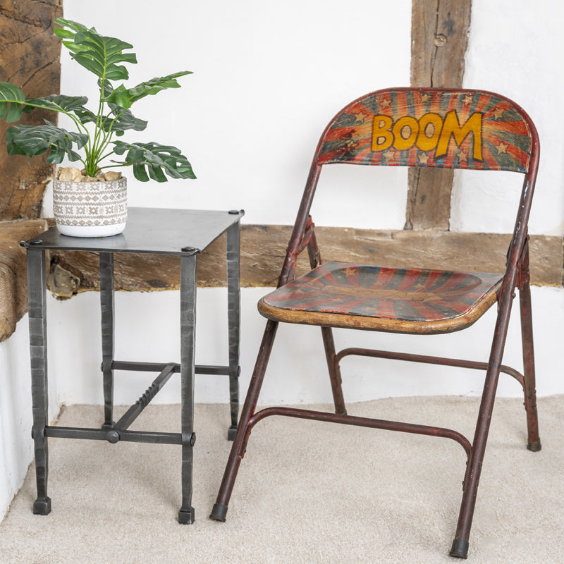 Vintage Folding Chair Hand Painted Industrial Style.
