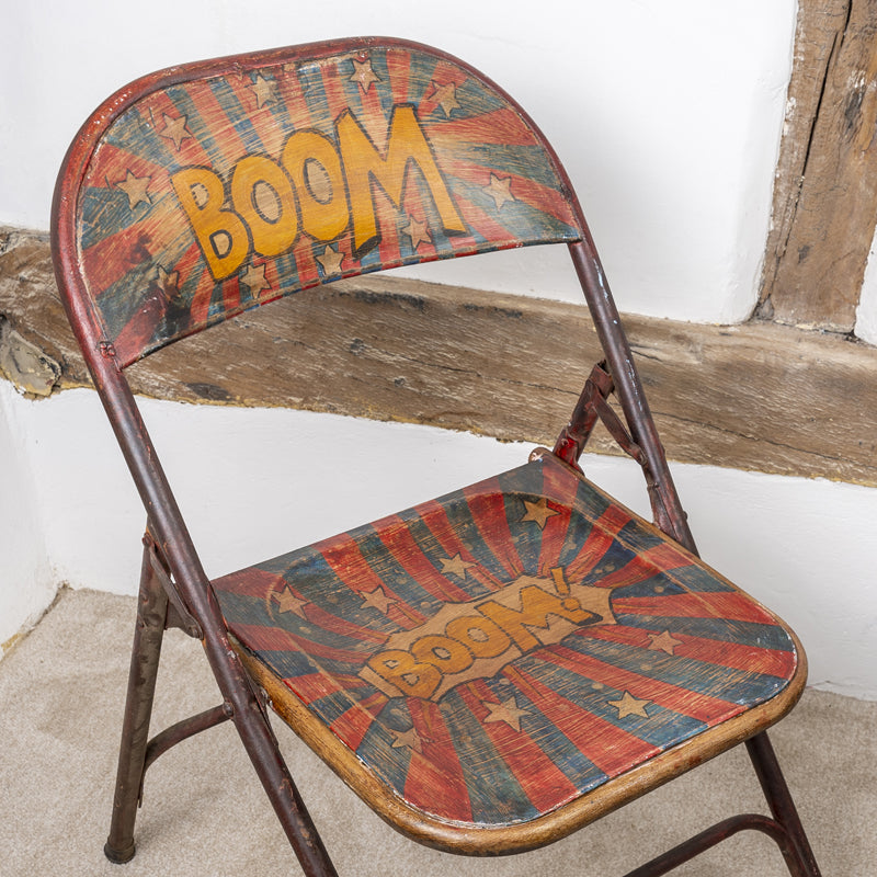 Vintage Folding Chair Hand Painted Industrial Style.