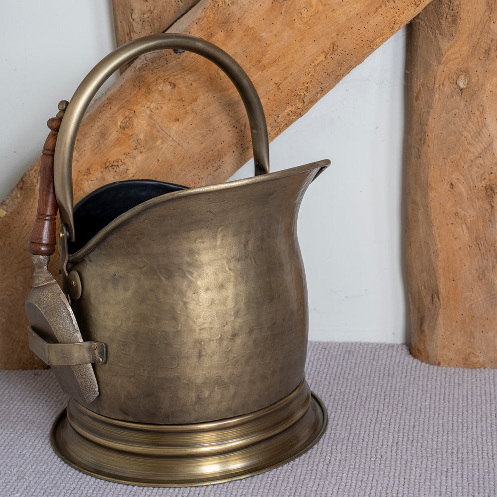 Premium Brass Coal Bucket and Shovel.