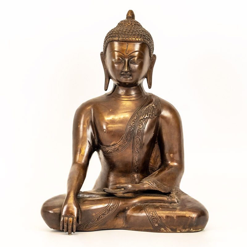 Brass Sitting Buddha Statue - Gautama Meditating Buddha Sculpture.