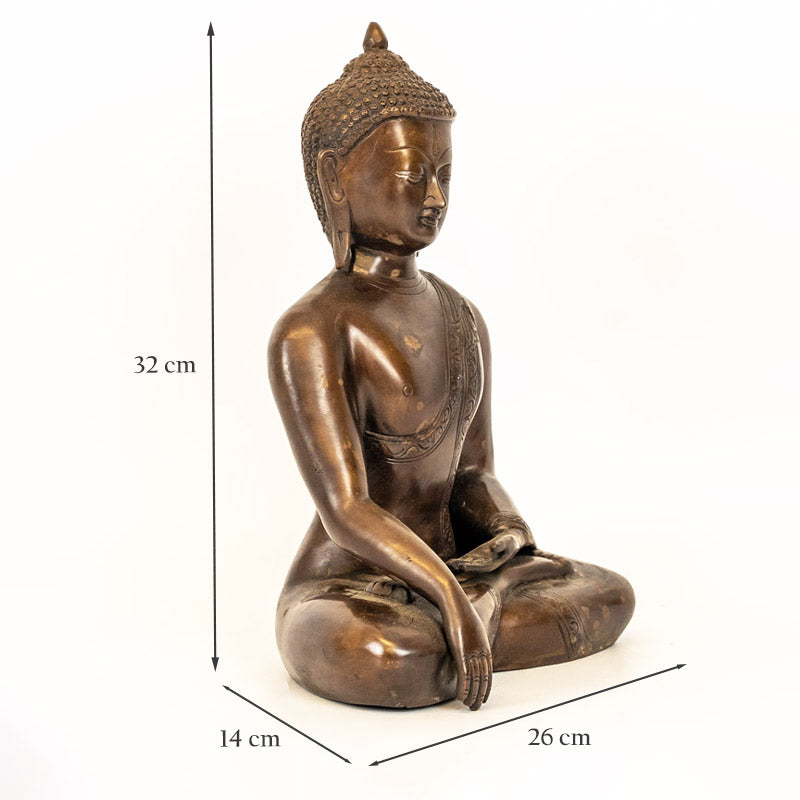 Brass Sitting Buddha Statue - Gautama Meditating Buddha Sculpture.