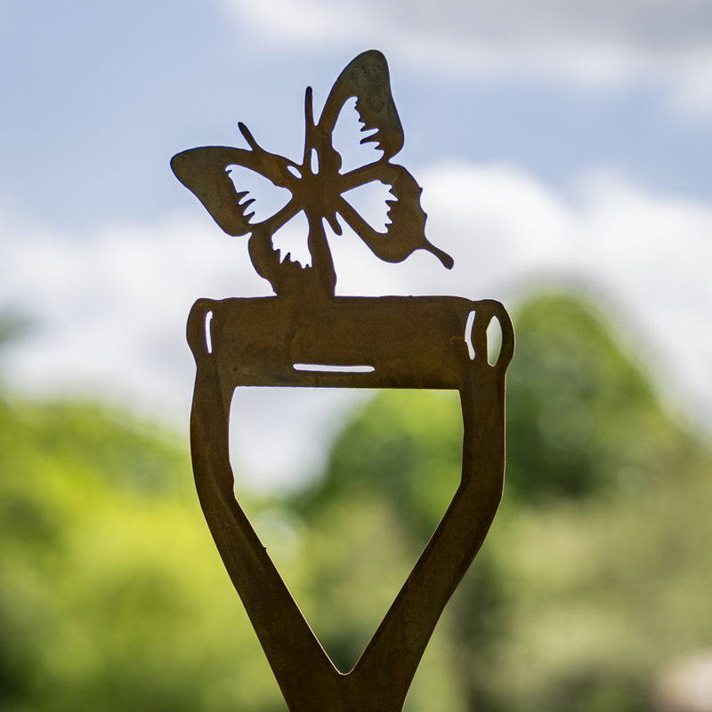 Butterfly Garden Ornament On a Spade Butterfly Garden Stake.
