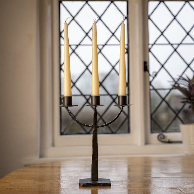 Hand Forged Black Candle Holder.