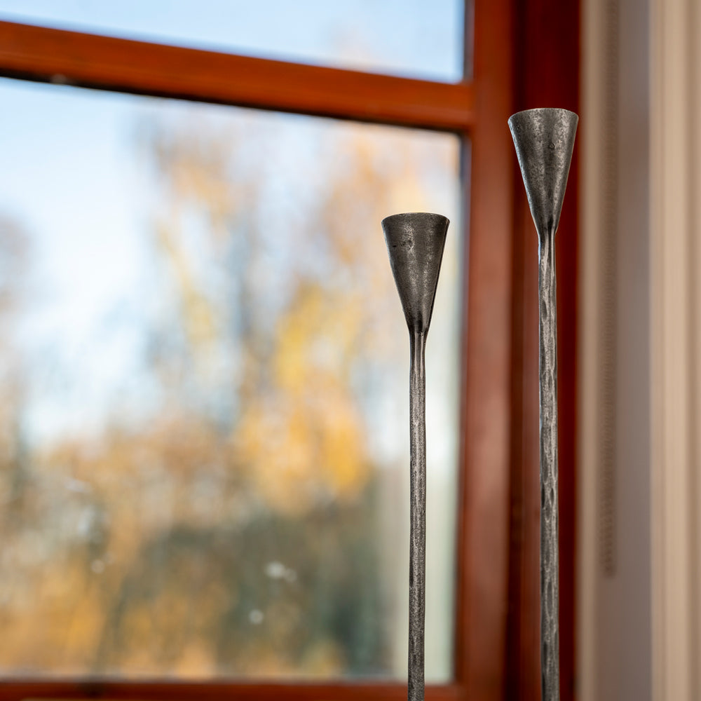 ‘Burley' Hand Forged Double Candle Stick Holder.