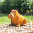 Cast Iron Outdoor Hippo Statues in Large and Small.