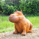 Cast Iron Outdoor Hippo Statues in Large and Small.