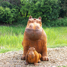 Cast Iron Outdoor Hippo Statues in Large and Small.