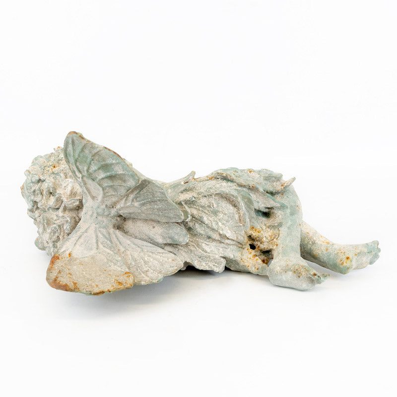 Cast Iron Lying Fairy in Verdigris Finish.