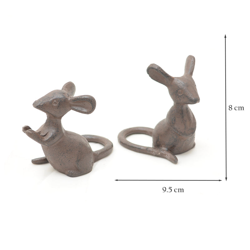 Pair of Cast Iron Mice Home and Garden Decoration.
