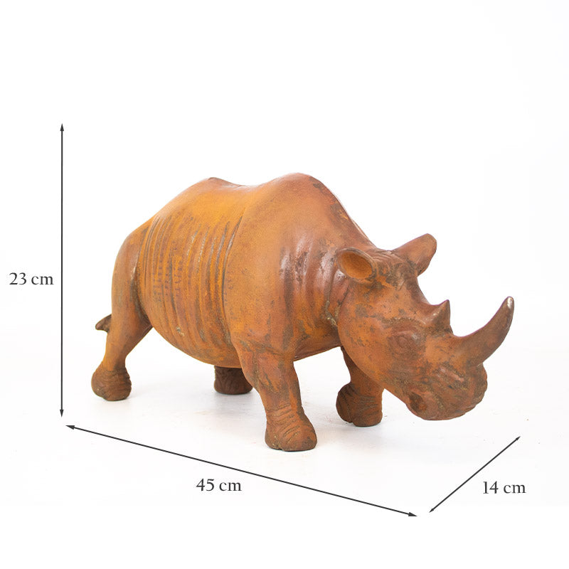 Solid Outdoor Cast Iron Rhino Statue.