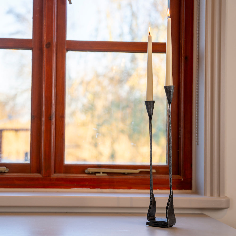 ‘Burley' Hand Forged Double Candle Stick Holder.