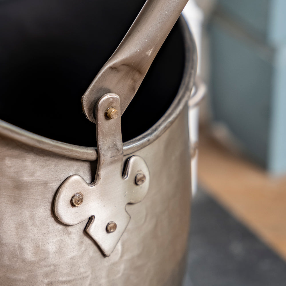 Premium Pewter Coal Bucket and Shovel.