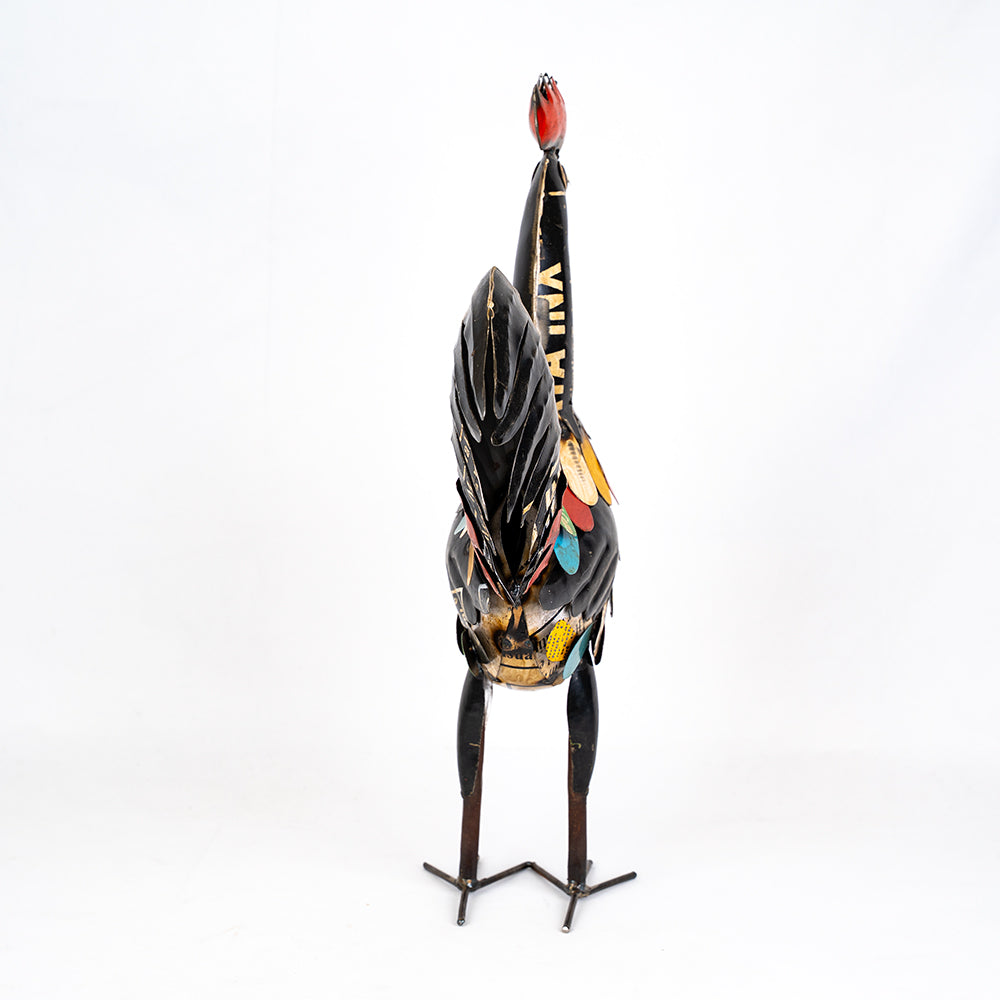 Recycled / Upcycled Tin Crowing Rooster Sculpture.