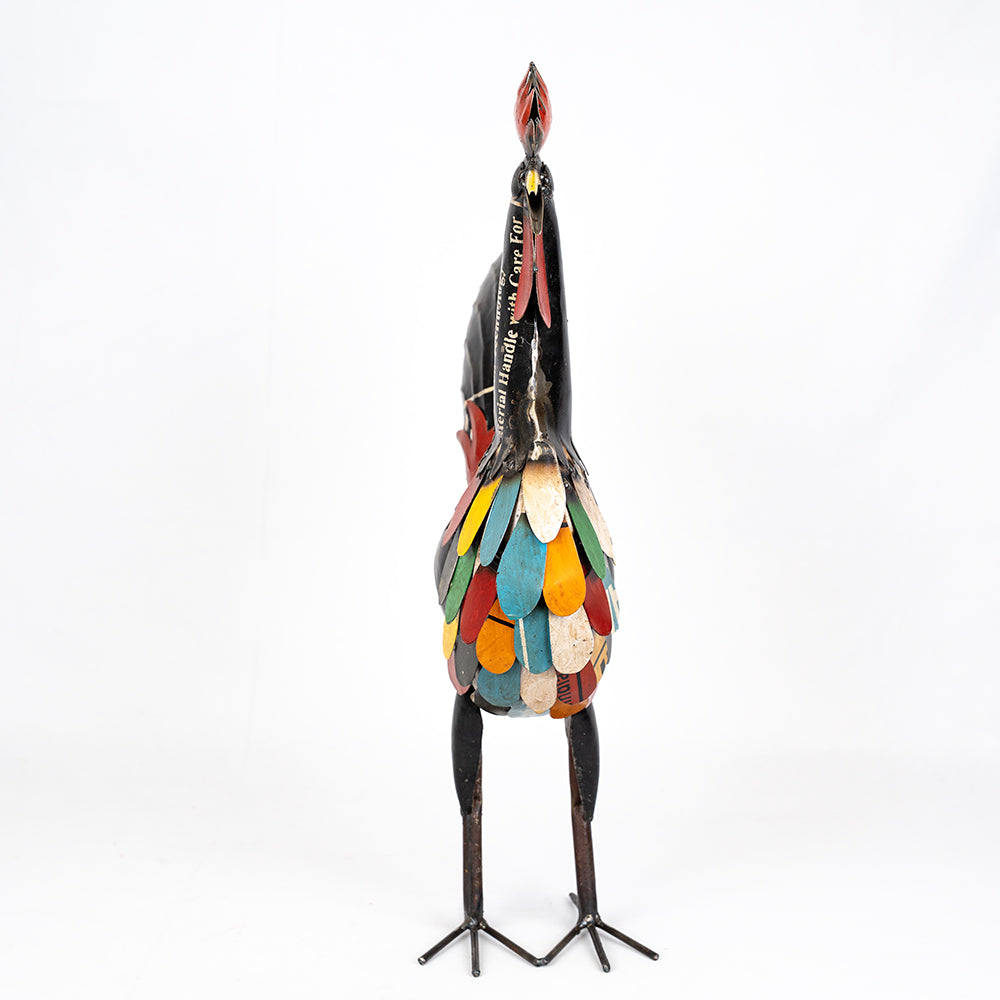 Recycled / Upcycled Tin Crowing Rooster Sculpture.
