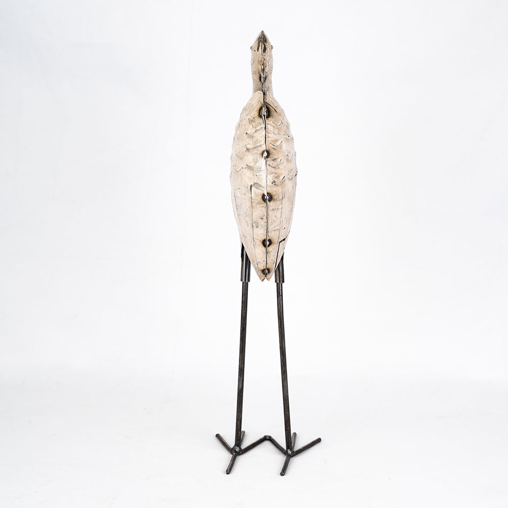 Recycled Tin Heron Sculpture / Upcycled Stork Ornament.