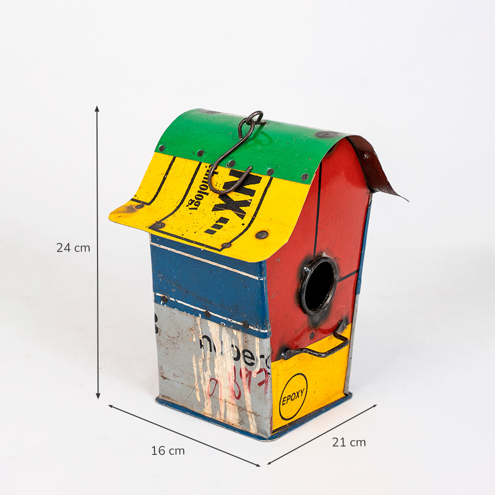 Handmade Tin Upcycled Birdhouse.