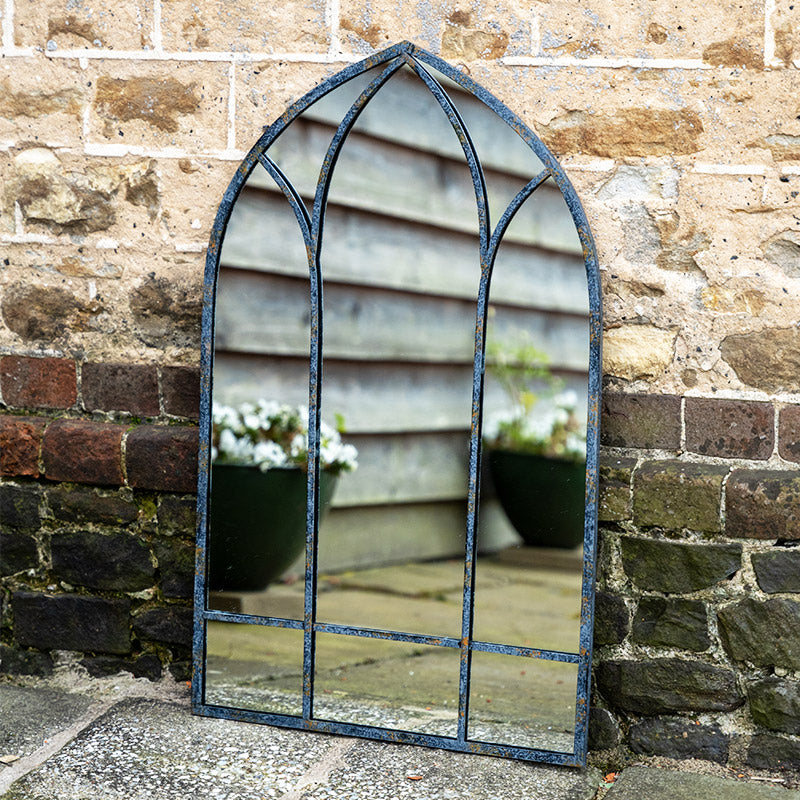 Curved Rustic Metal Mirror.