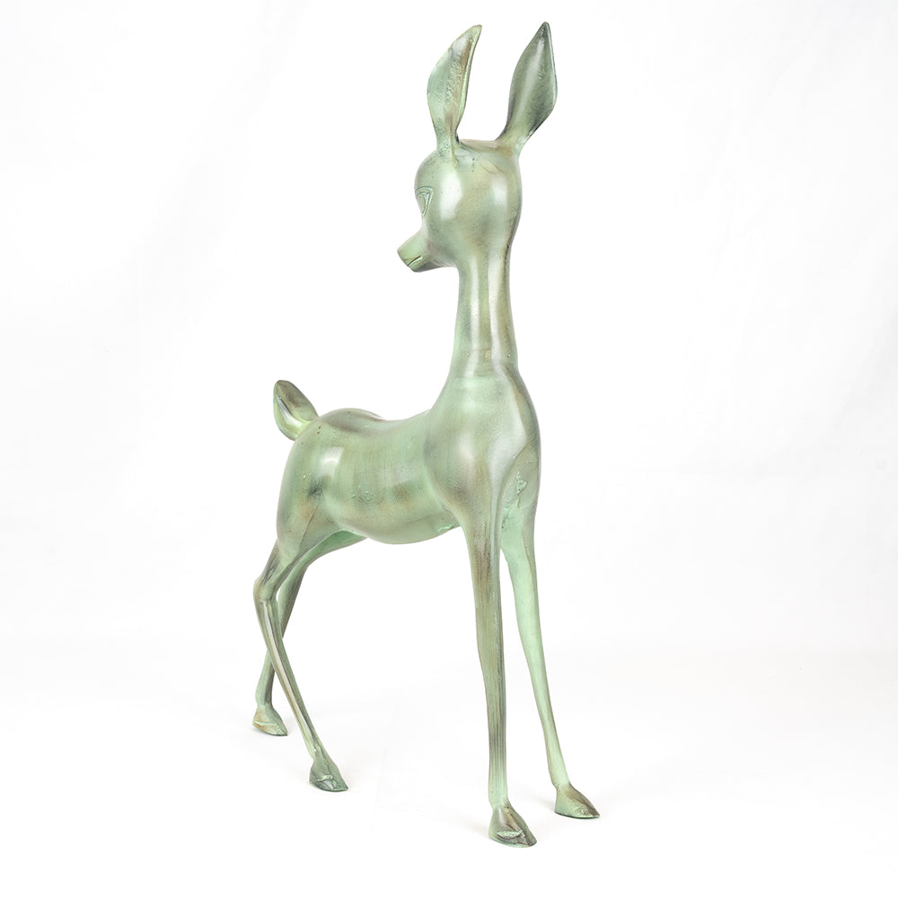 Outdoor Deer Ornament - Set of Two | Verdigris Effect Garden Statue.