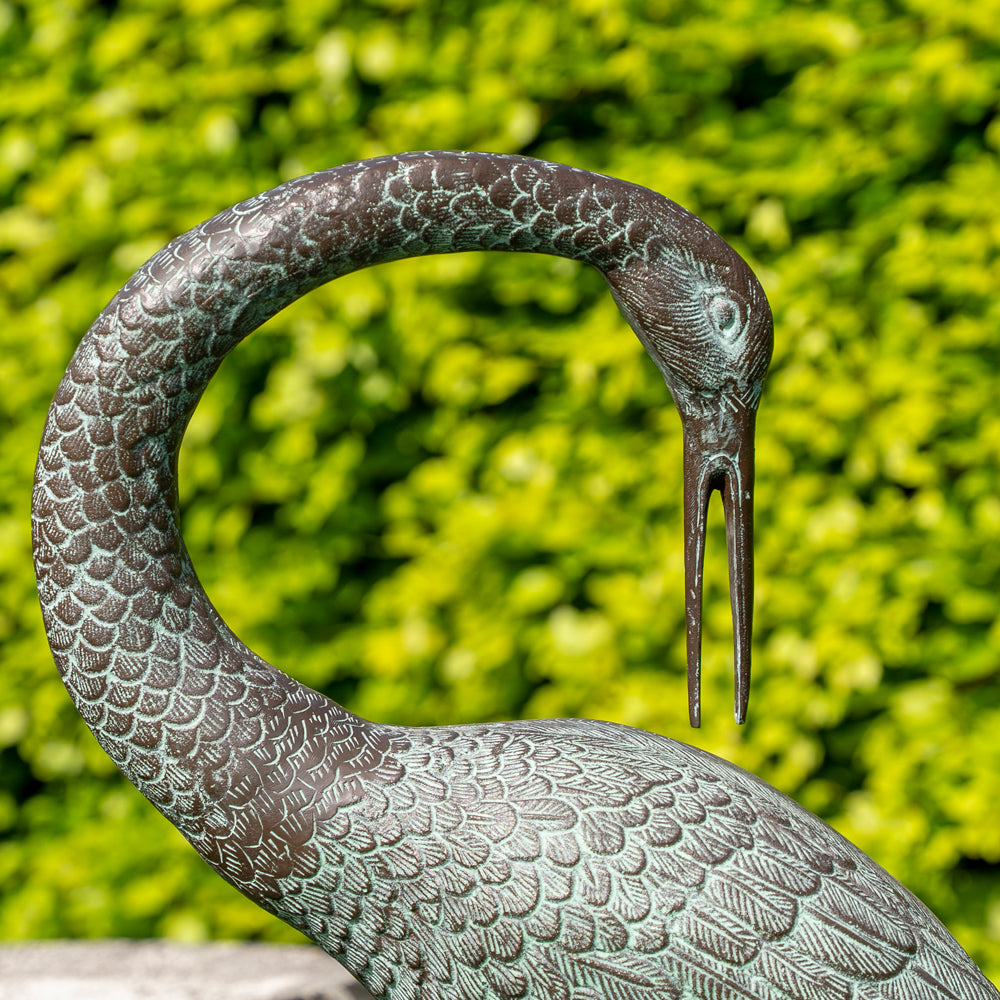 Tall Cast Aluminium Garden Cranes - Outdoor Large Bird Statues.