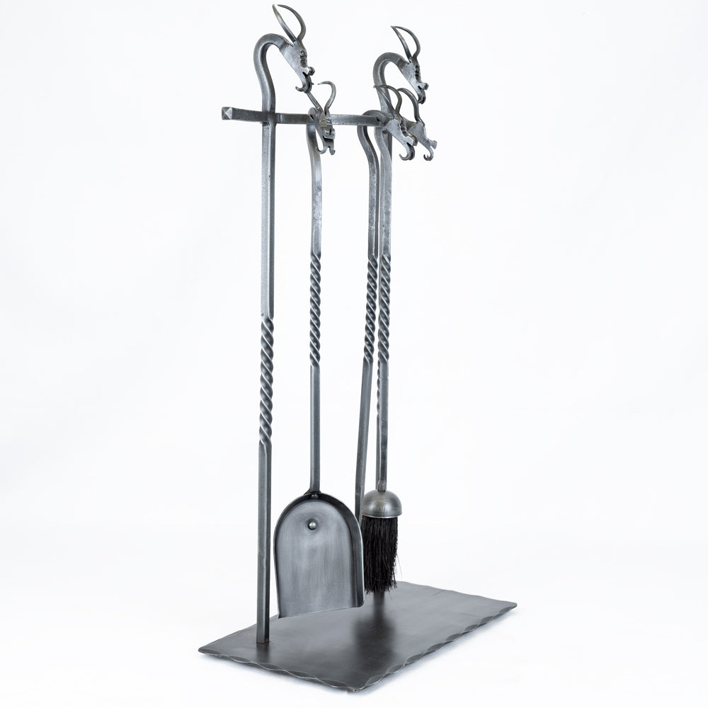 Hand Forged Dragon Fireside Companion Set.