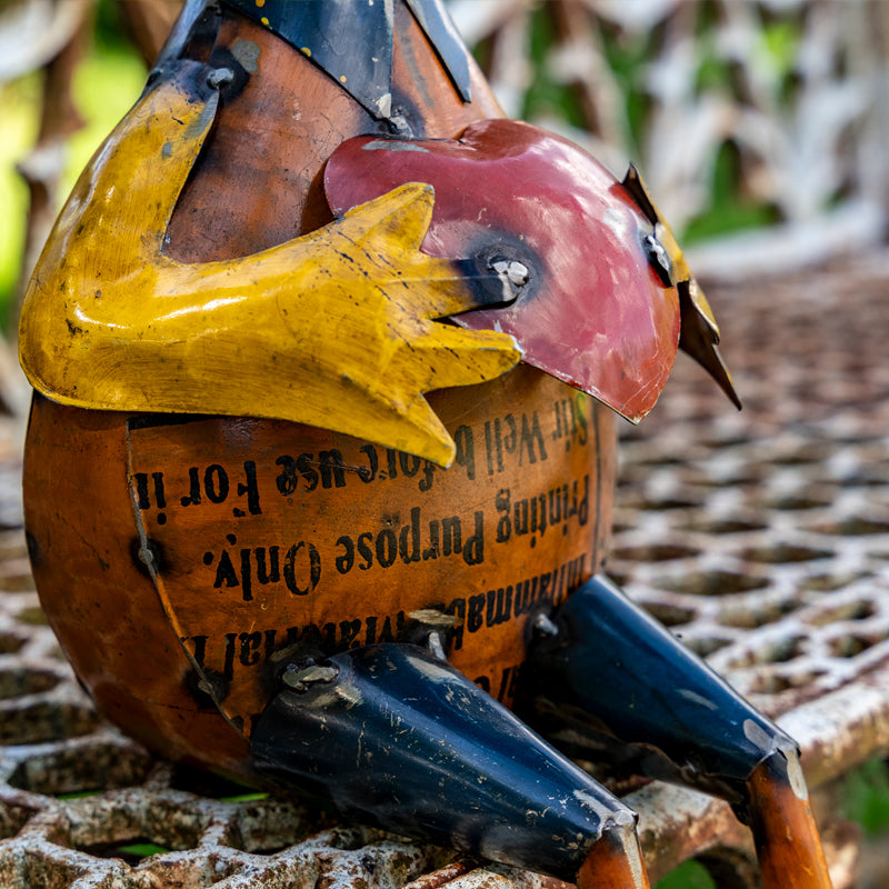 Handmade Tin Upcycled Sitting Duck Garden Ornament.