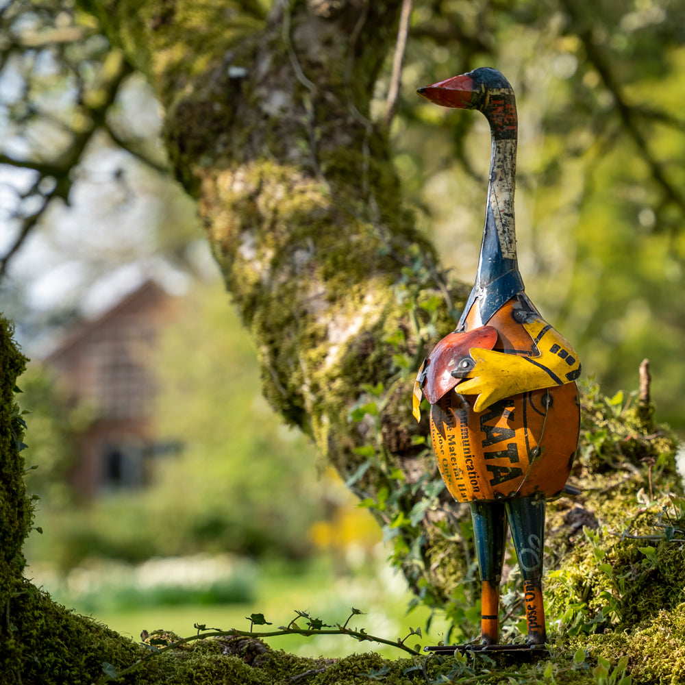 Recycled Metal Duck Statue.