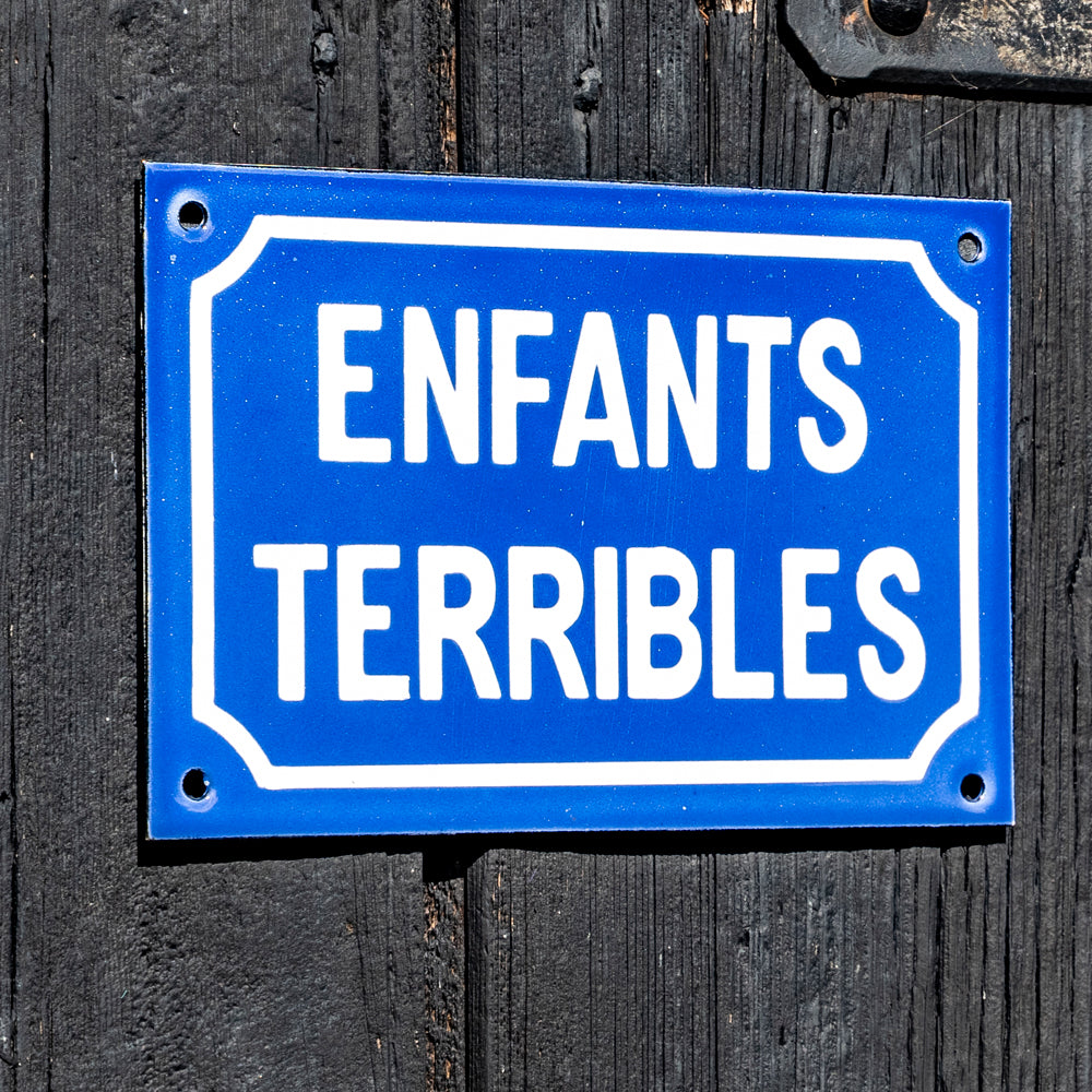 "Enfants Terribles" Vitreous Enamel Sign | French-Style Decor.