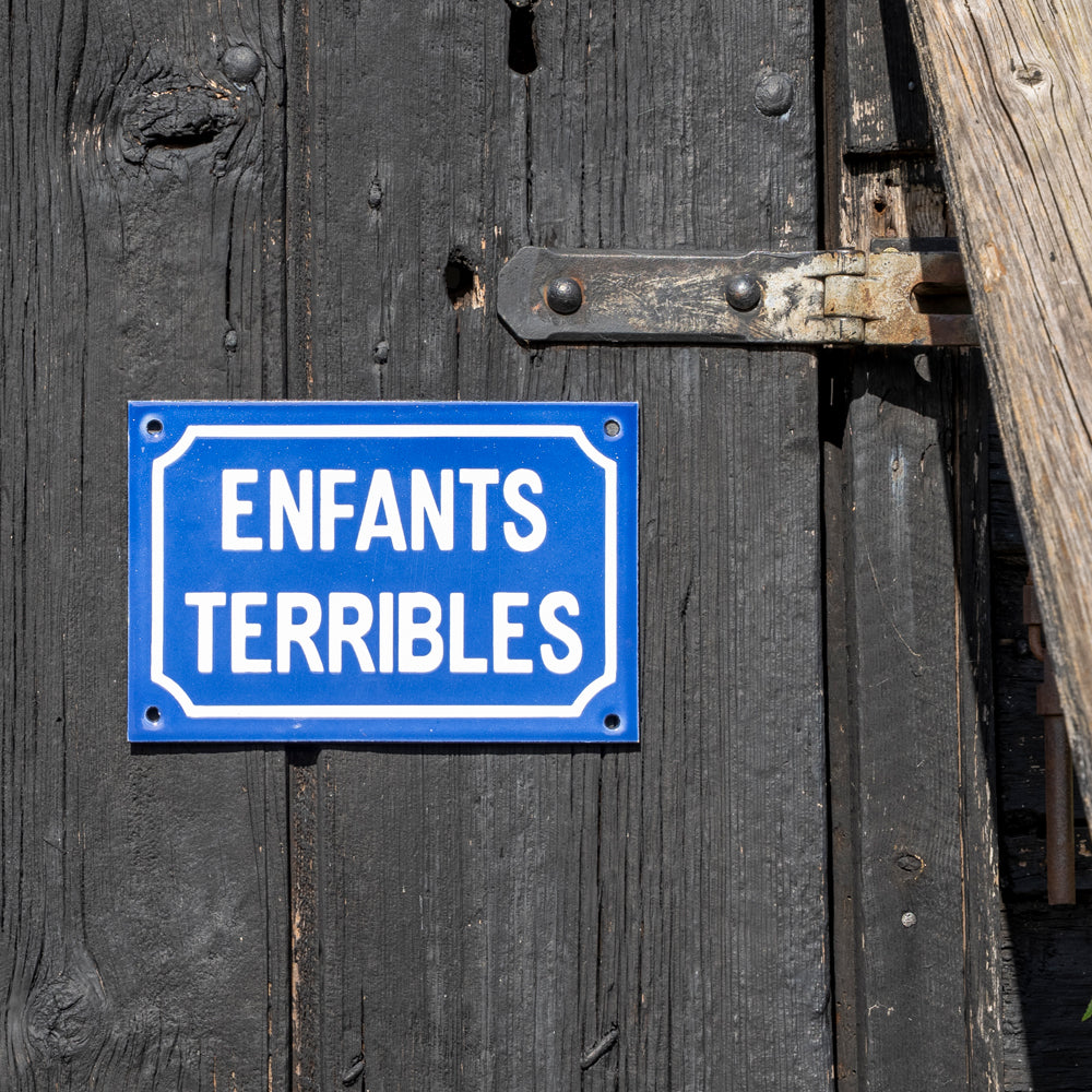 "Enfants Terribles" Vitreous Enamel Sign | French-Style Decor.