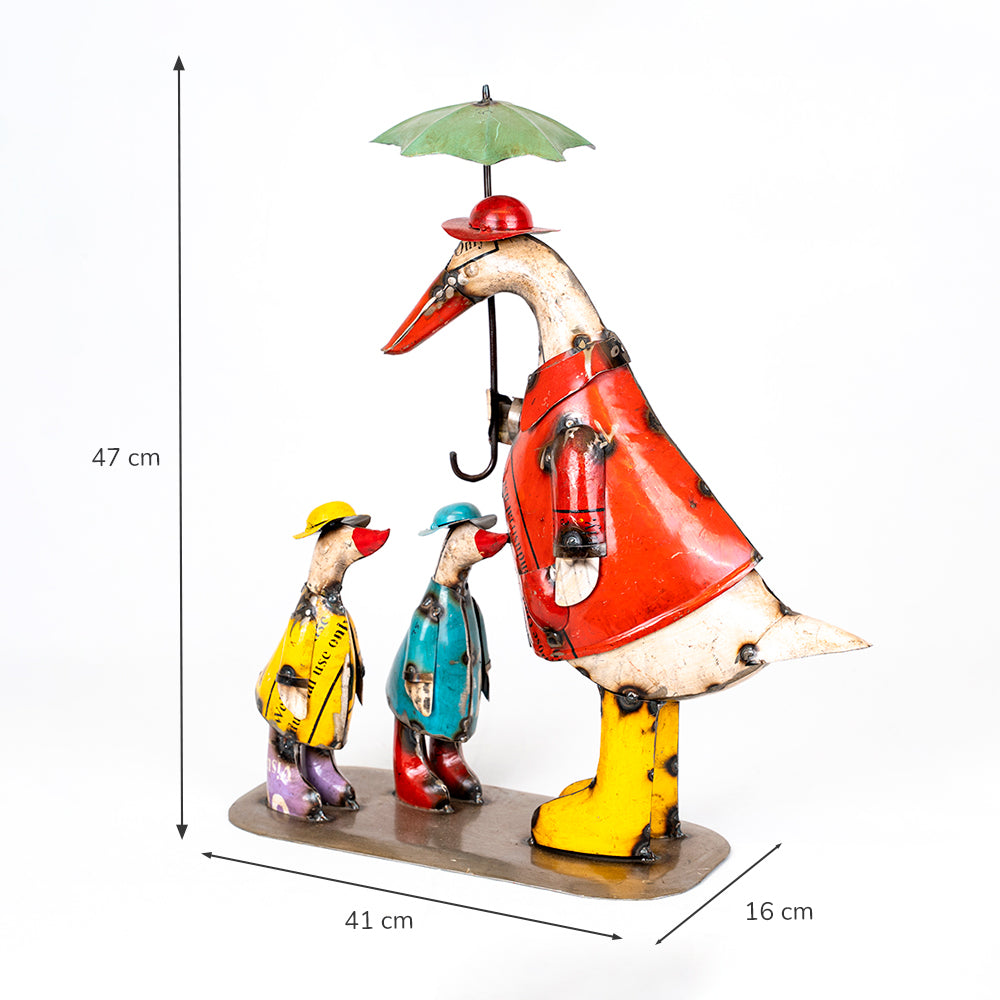 Recycled / Upcycled Large Tin Duck Family Sculpture.