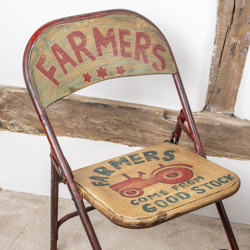 Vintage Folding Chair Hand Painted Industrial Style.