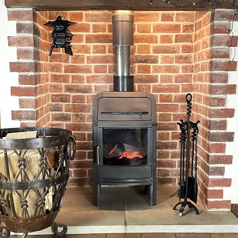 Wrought Iron 4 Piece Fireplace Companion Set - Black.