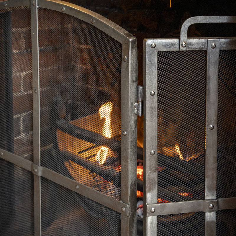 Hand Riveted Panel Fire Screen.
