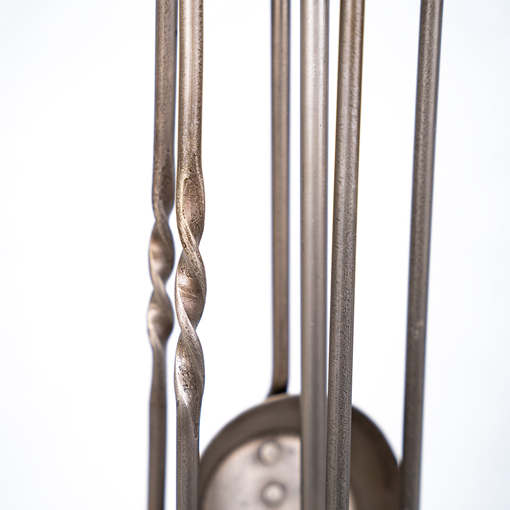 Wrought Iron Fireplace Tools Set - Pewter.