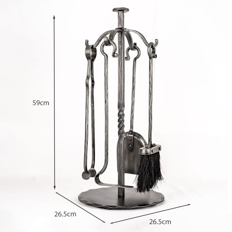 Hand Forged 4 Piece Round Companion Set.