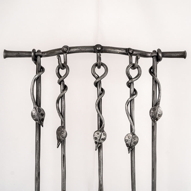 Hand Forged Leaf Fireside Companion Set.