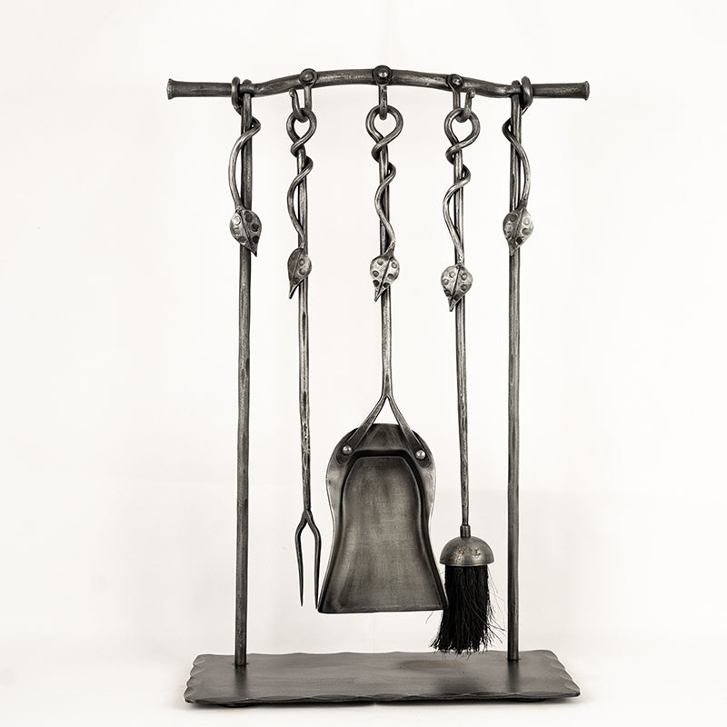 Hand Forged Leaf Fireside Companion Set.
