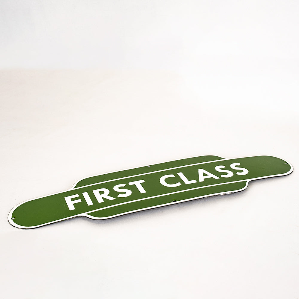 British Railway "First Class" Sign | Green Vitreous Enamel.
