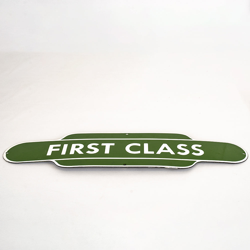 British Railway "First Class" Sign | Green Vitreous Enamel.
