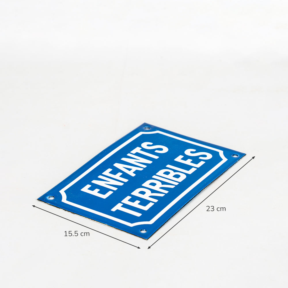 "Enfants Terribles" Vitreous Enamel Sign | French-Style Decor.
